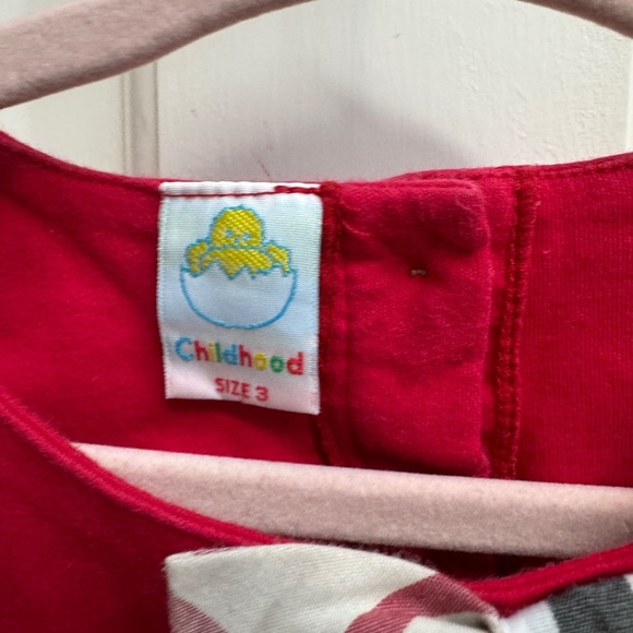 Childhood 3T Girls Red & Burberry Like Pattern Formal Crop Top Blouse - Picture 3 of 6